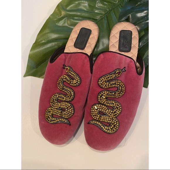Gucci velvet crystal snake slides - Picture 4 of 6